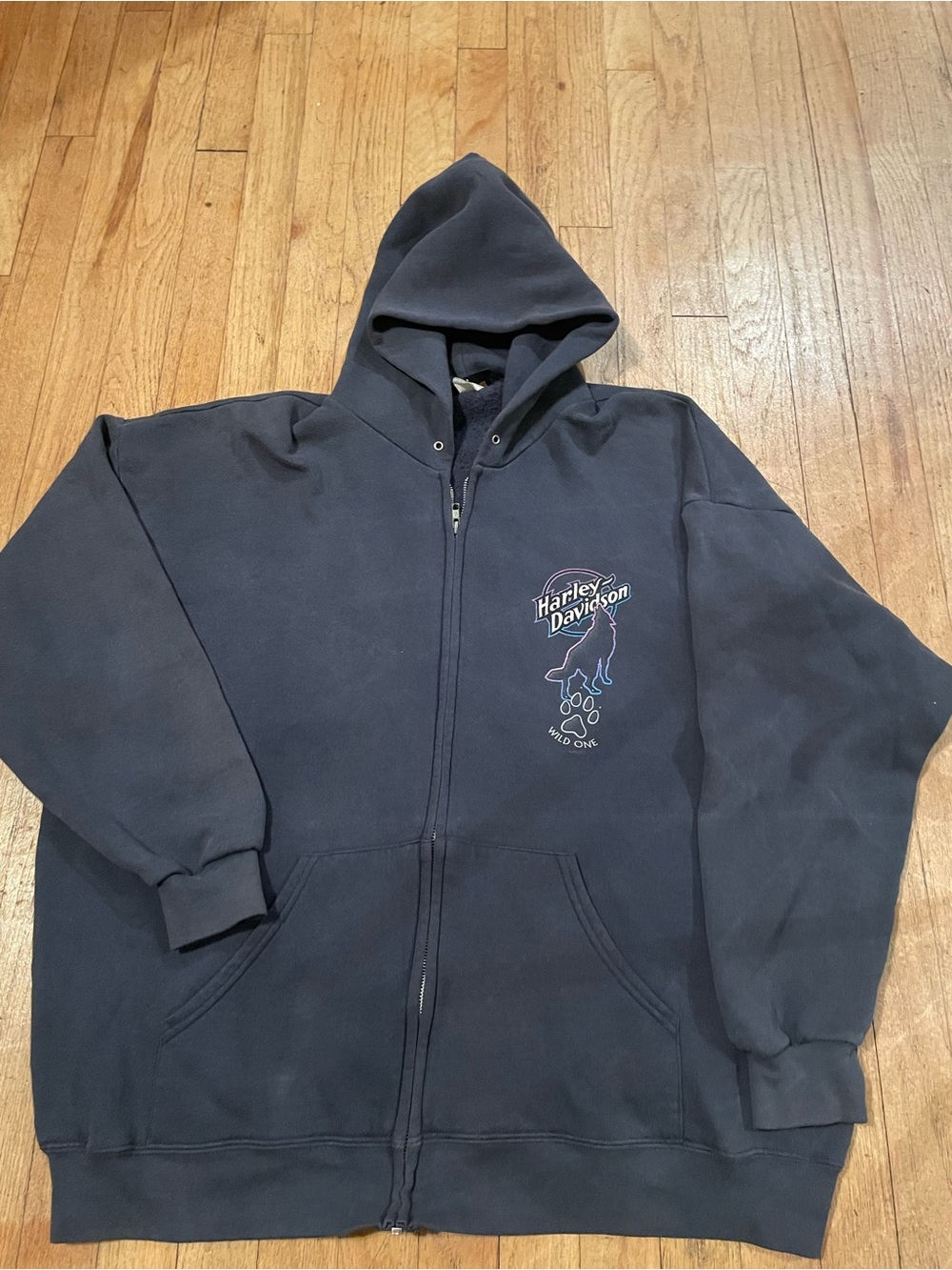 Harley-Davidson Navy Blue Full-Zip Hoodie with Chest Logo
